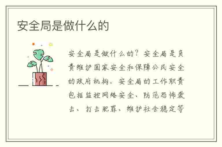 安全局是做什么的(国家安全局是做什么的)